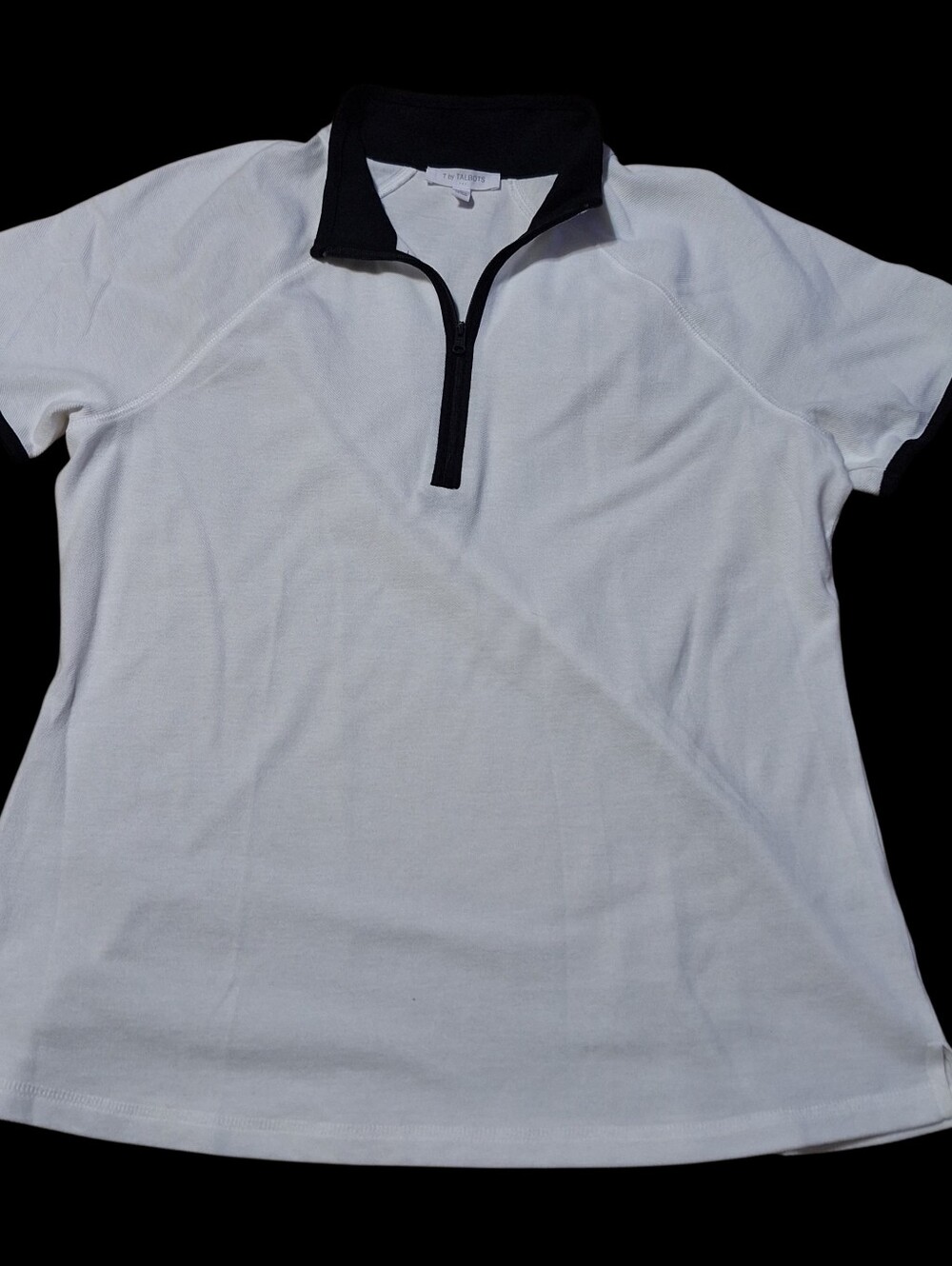 Talbots L quarter zip pickleball active preppy tennis golf pique polo shirt